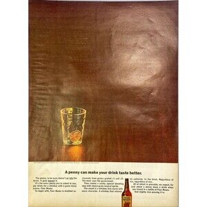 Four Roses Whiskey "A penny can make your drink taste better" VTG Print Ad 1963